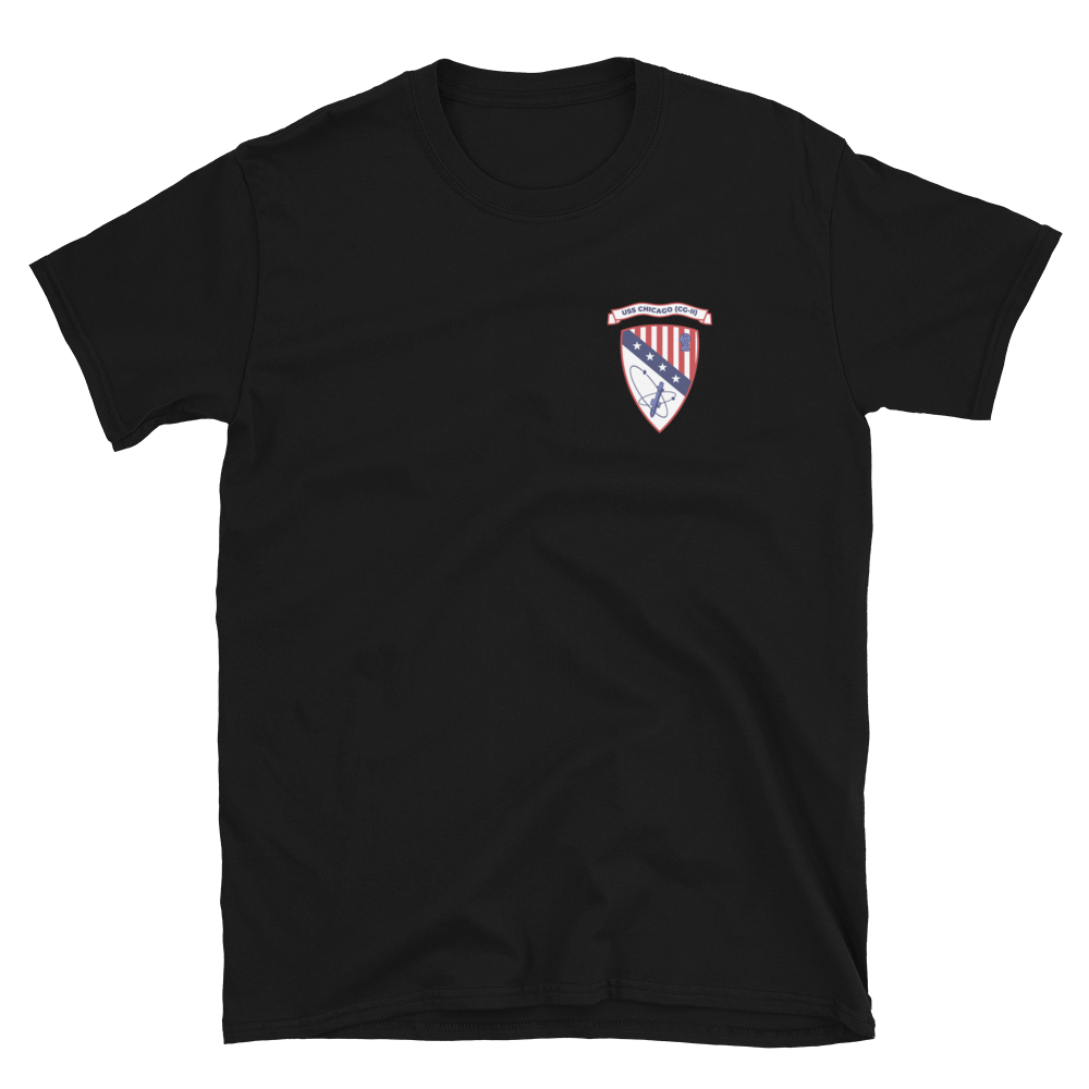 USS Chicago (CG-11) Ship's Crest T-Shirt - Blue – front view, black