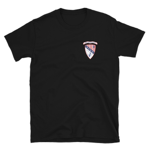 USS Chicago (CG-11) Ship's Crest T-Shirt - Blue – front view, black