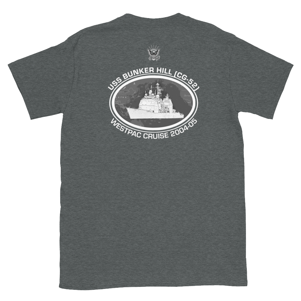 USS Bunker Hill (CG-52) 2004-05 Deployment Short-Sleeve T-Shirt – back view, heather
