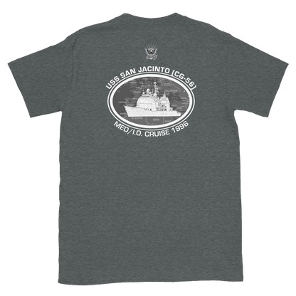 USS San Jacinto (CG-56) 1996 Deployment Short-Sleeve T-Shirt – back view, heather