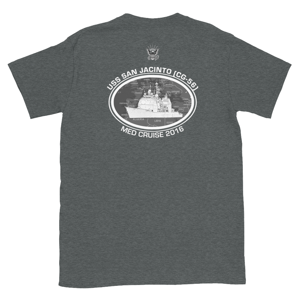 USS San Jacinto (CG-56) 2016 Deployment Short-Sleeve T-Shirt – back view, heather
