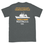 USS Chancellorsville (CG-62) 1995 WESTPAC/IO Short-Sleeve T-Shirt – back view, heather
