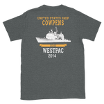USS Cowpens (CG-63) 2014 WESTPAC Short-Sleeve T-Shirt – back view, heather