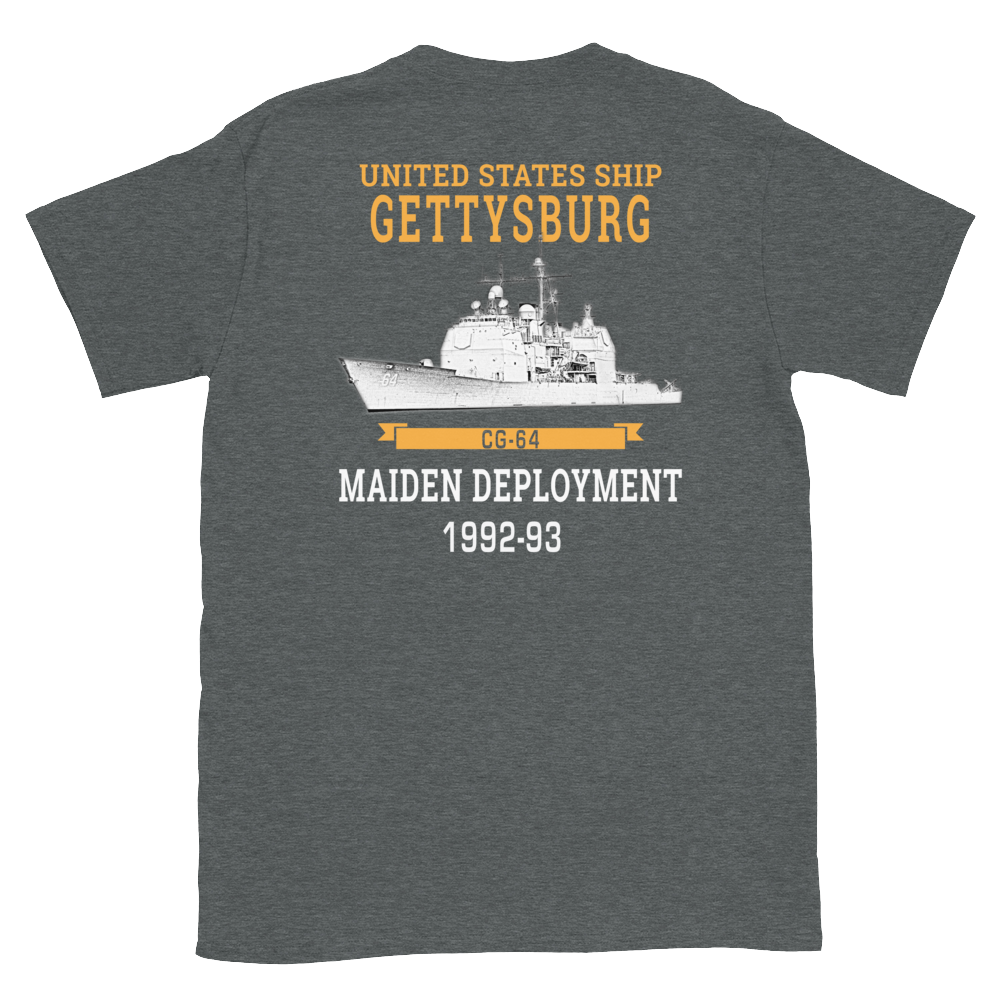 USS Gettysburg (CG-64) 1992-93 Maiden Deployment Short-Sleeve T-Shirt