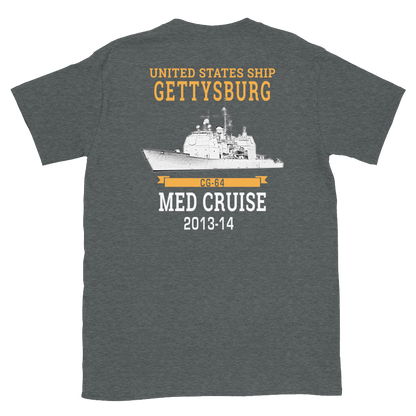 USS Gettysburg (CG-64) 2013-14 MED Short-Sleeve T-Shirt – back view, heather