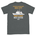 USS Hue City (CG-66) 1997 MED Short-Sleeve Unisex T-Shirt – back view, heather