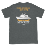 USS Hue City (CG-66) 1995 MED Short-Sleeve Unisex T-Shirt – back view, heather