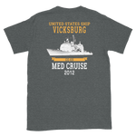 USS Vicksburg (CG-69) 2012 MED Short-Sleeve Unisex T-Shirt – back view, heather