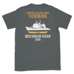 USS Vicksburg (CG-69) 2006 MED/IO Short-Sleeve Unisex T-Shirt – back view, heather