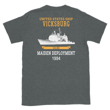 Load image into Gallery viewer, USS Vicksburg (CG-69) 1994 Maiden Deployment Short-Sleeve Unisex T-Shirt