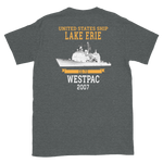 USS Lake Erie (CG-70) 2007 WESTPAC Short-Sleeve Unisex T-Shirt – back view, heather