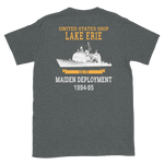 USS Lake Erie (CG-70) 1994-95 Maiden Deployment Short-Sleeve Unisex T-Shirt – back view, heather