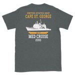 USS Cape St. George (CG-71) 2000 MED Short-Sleeve Unisex T-Shirt – back view, heather