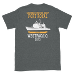 USS Port Royal (CG-73) 2013 WESTPAC/IO Short-Sleeve Unisex T-Shirt – back view, heather