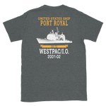 USS Port Royal (CG-73) 2001-02 WESTPAC/IO Short-Sleeve Unisex T-Shirt – back view, heather