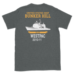 USS Bunker Hill (CG-52) 2010-11 WESTPAC Short-Sleeve Unisex T-Shirt – back view, heather