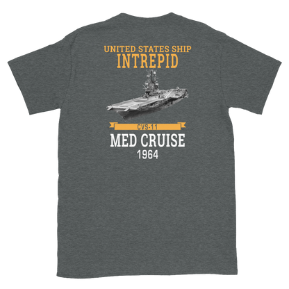 USS Intrepid (CVS-11) 1964 MED Short-Sleeve T-Shirt – back view, heather