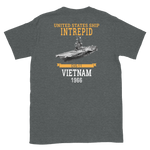 USS Intrepid (CVS-11) 1966 Vietnam Short-Sleeve T-Shirt – back view, heather