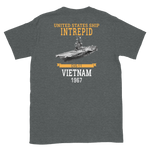 USS Intrepid (CVS-11) 1967 Vietnam Short-Sleeve T-Shirt – back view, heather