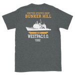 USS Bunker Hill (CG-52) 1992 WESTPAC/IO Short-Sleeve Unisex T-Shirt – back view, heather