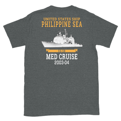 USS Philippine Sea (CG-58) 2003-04 Short-Sleeve Unisex T-Shirt – back view, heather