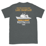 USS Lake Champlain (CG-57) 1995 Short-Sleeve Unisex T-Shirt – back view, heather
