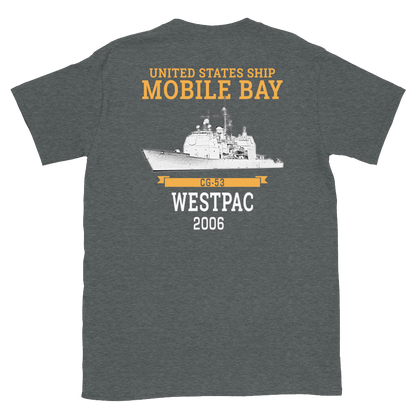 USS Mobile Bay (CG-53) 2006 Deployment Short-Sleeve T-Shirt – back view, heather