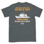 USS Mobile Bay (CG-53) 1989 Deployment Short-Sleeve T-Shirt – back view, heather