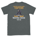 USS Yorktown (CVS-10) 1961-62 WESTPAC Short-Sleeve Unisex T-Shirt – back view, heather