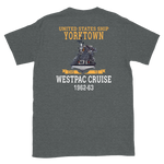 USS Yorktown (CVS-10) 1962-63 WESTPAC Short-Sleeve Unisex T-Shirt – back view, heather