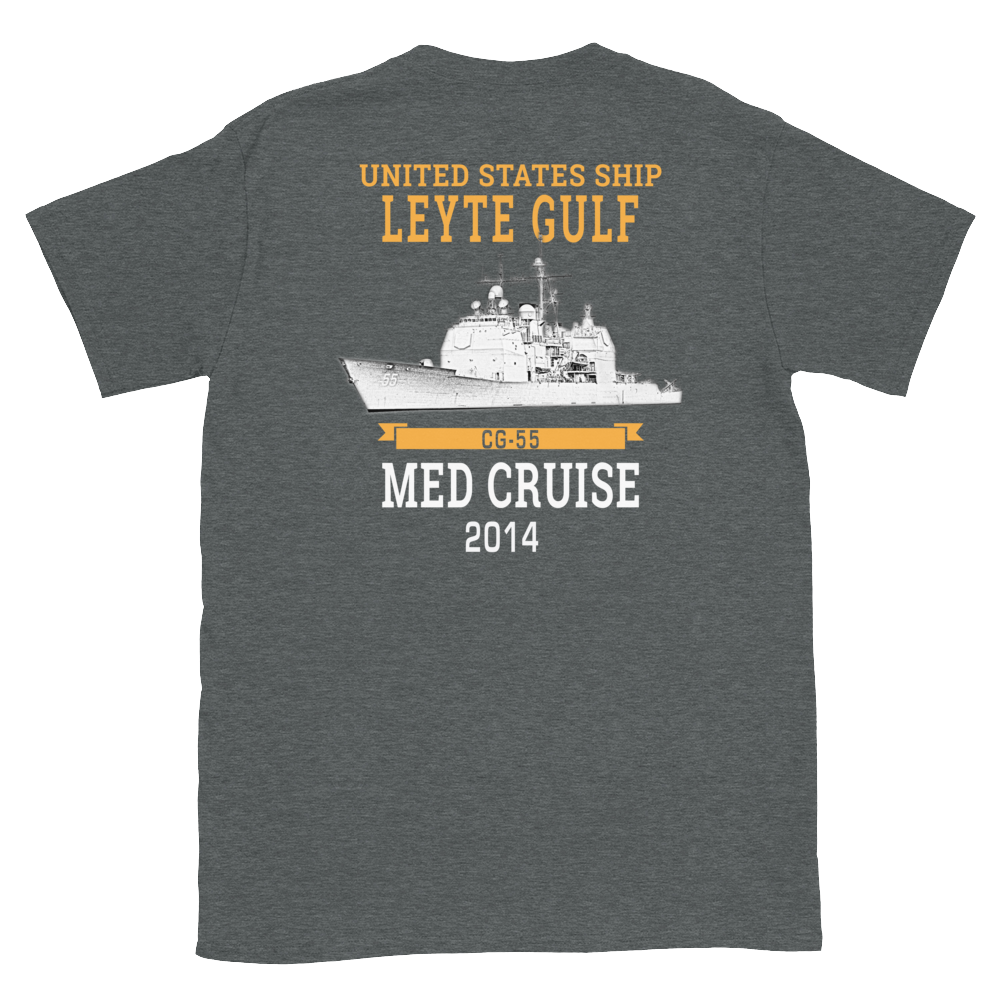 USS Leyte Gulf (CG-55) 2014 Deployment Short-Sleeve T-Shirt – back view, heather