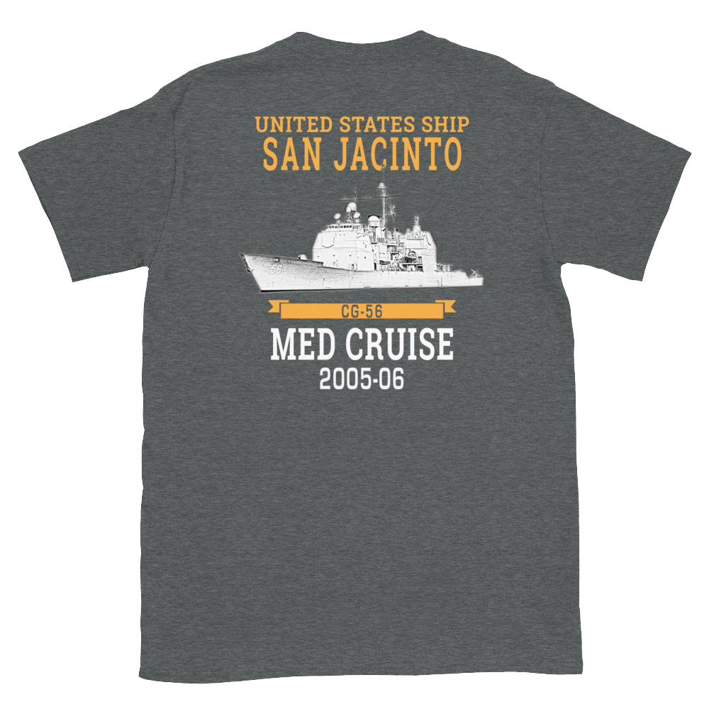USS San Jacinto (CG-56) 2005-06 Deployment Short-Sleeve T-Shirt – back view, heather