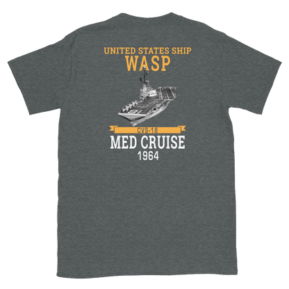USS Wasp (CVS-18) 1964 MED Short-Sleeve Unisex T-Shirt – back view, heather