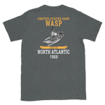 USS Wasp (CVS-18) 1969 N. ATLANTIC Short-Sleeve Unisex T-Shirt – back view, heather