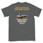 USS Bonhomme Richard (CVS-31) 1962-63 WESTPAC Short-Sleeve Unisex T-Shirt – back view, heather
