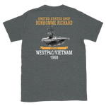 USS Bonhomme Richard (CVS-31) 1968 WESTPAC/VIETNAM Short-Sleeve Unisex T-Shirt – back view, heather