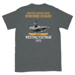 USS Bonhomme Richard (CVS-31) 1970 WESTPAC/VIETNAM Short-Sleeve Unisex T-Shirt – back view, heather