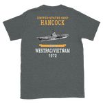 USS Hancock (CVA-19) 1972 WESTPAC/VIETNAM Short-Sleeve Unisex T-Shirt – back view, heather