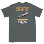 USS Kearsarge (CVS-33) 1961 WESTPAC T-Shirt – back view, heather