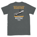 USS Kearsarge (CVS-33) 1963 WESTPAC T-Shirt – back view, heather
