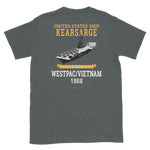 USS Kearsarge (CVS-33) 1966 WESTPAC/VIETNAM T-Shirt – back view, heather