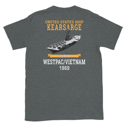 USS Kearsarge (CVS-33) 1969 WESTPAC/VIETNAM T-Shirt – back view, heather
