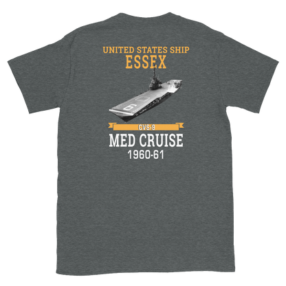 USS Essex (CVS-9) 1960-61 MED CRUISE T-Shirt – back view, heather