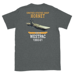 USS Hornet (CVS-12) 1960-61 WESTPAC T-Shirt – back view, heather