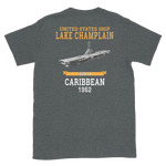USS Lake Champlain (CVS-39) 1962 CARIBBEAN T-Shirt – back view, heather