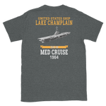 USS Lake Champlain (CVS-39) 1964 MED CRUISE T-Shirt – back view, heather