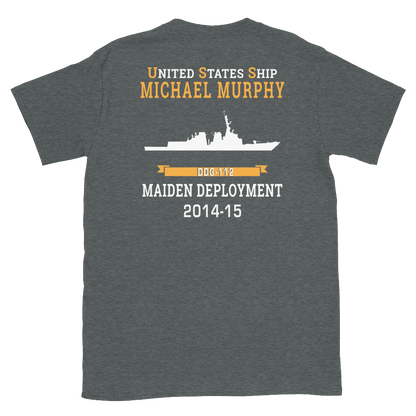USS Michael Murphy (DDG-112) 2014-15 MAIDEN DEPLOYMENT Short-Sleeve Unisex T-Shirt – back view, heather