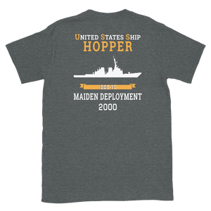 USS Hopper (DDG-70) 2000 MAIDEN DEPLOYMENT Short-Sleeve Unisex T-Shirt