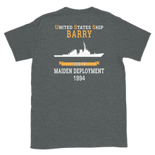 Load image into Gallery viewer, USS Barry (DDG-52) 1994 MAIDEN DEPLOYMENT Short-Sleeve Unisex T-Shirt