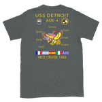 USS Detroit (AOE-4) 1983 Med Cruise T-Shirt – back view, heather